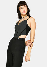 Pyra Houndstooth Lace Corset Top