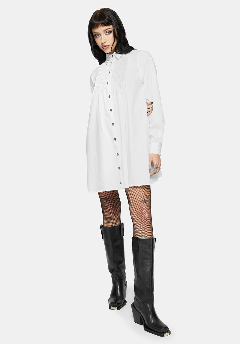 pintuck mini shirt dress Arde Pintuck Mini Shirt Dress