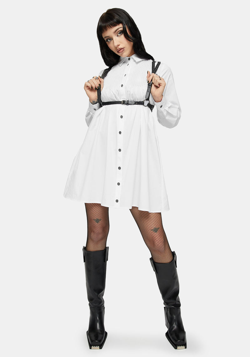 pintuck mini shirt dress Arde Pintuck Mini Shirt Dress – Disturbia