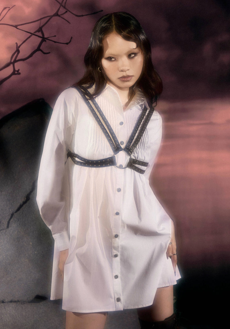 pintuck mini shirt dress Arde Pintuck Mini Shirt Dress – Disturbia