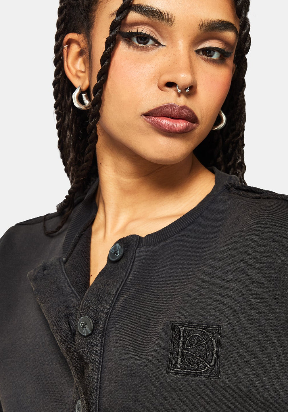 Irla Embroidered Short Sleeve Button Down Sweat