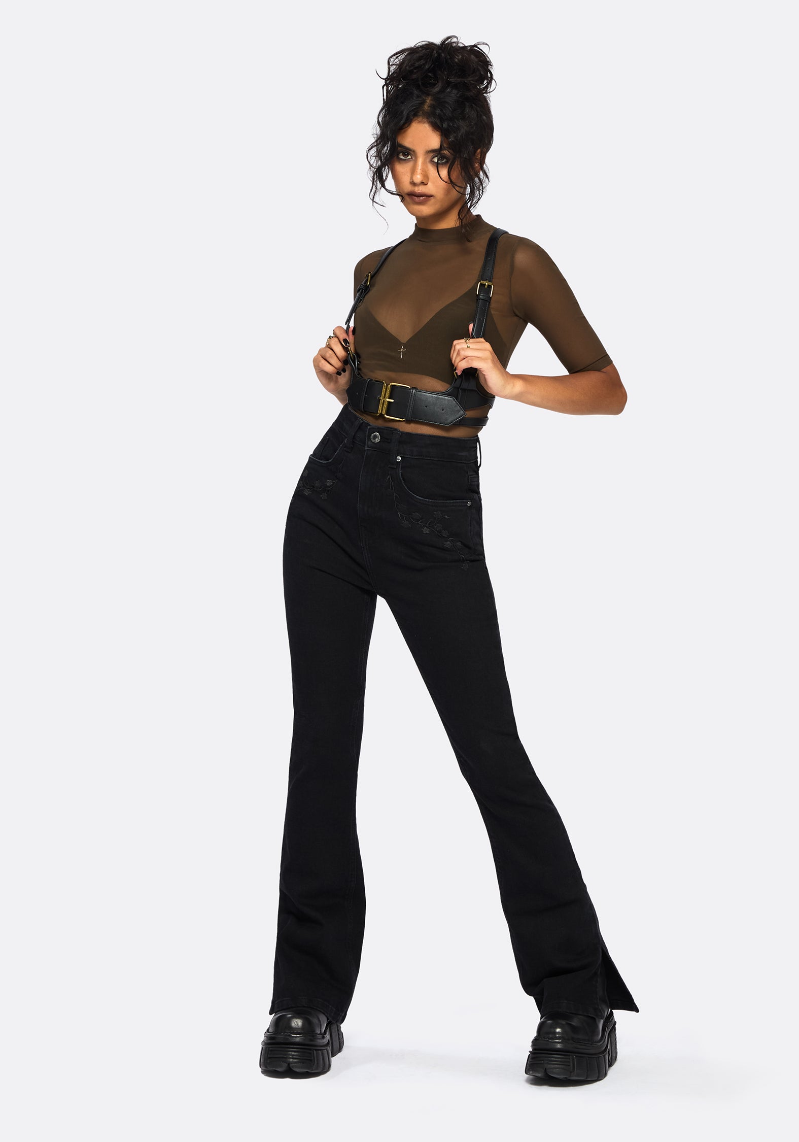 Jinx Mesh Short Sleeve Top - Khaki Green