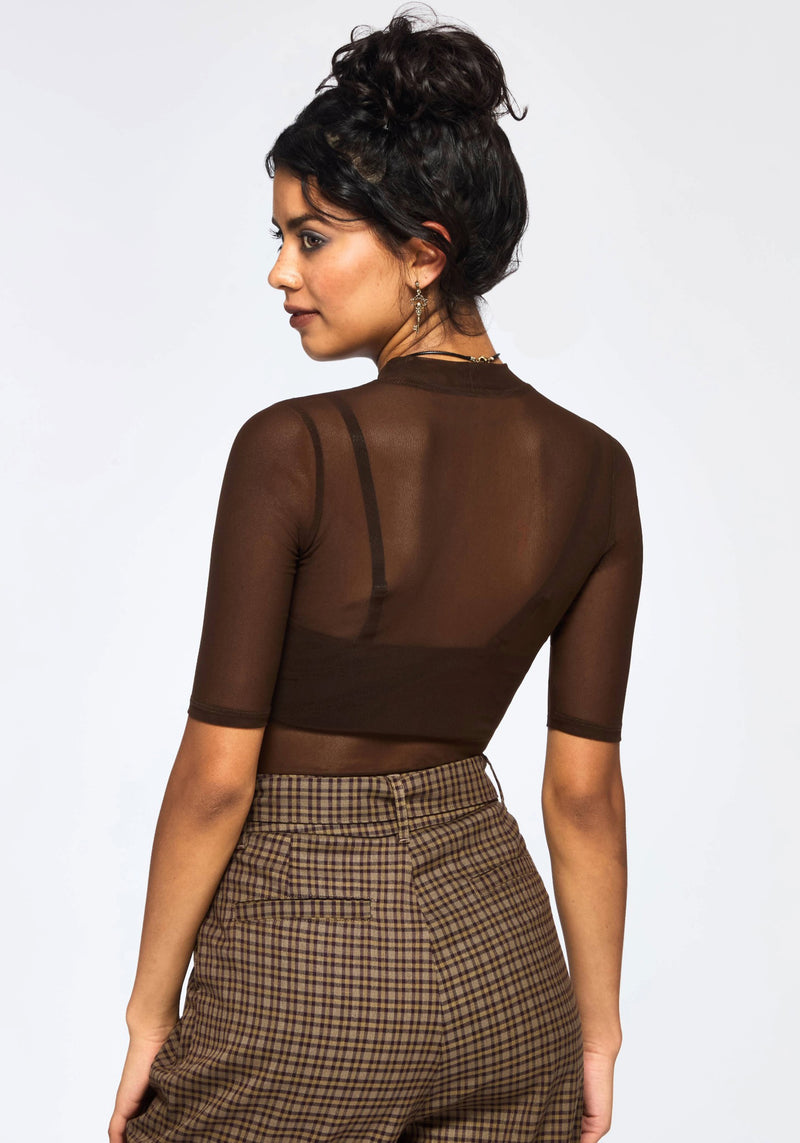 Jinx Mesh Short Sleeve Top - Brown – Disturbia