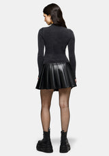 Uma Embroidered Seamed Ribbed Long Sleeved Top