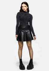 Uma Embroidered Seamed Ribbed Long Sleeved Top