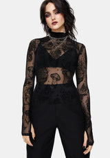 Hexborn Baba Yaga Flocked Long Sleeve Top