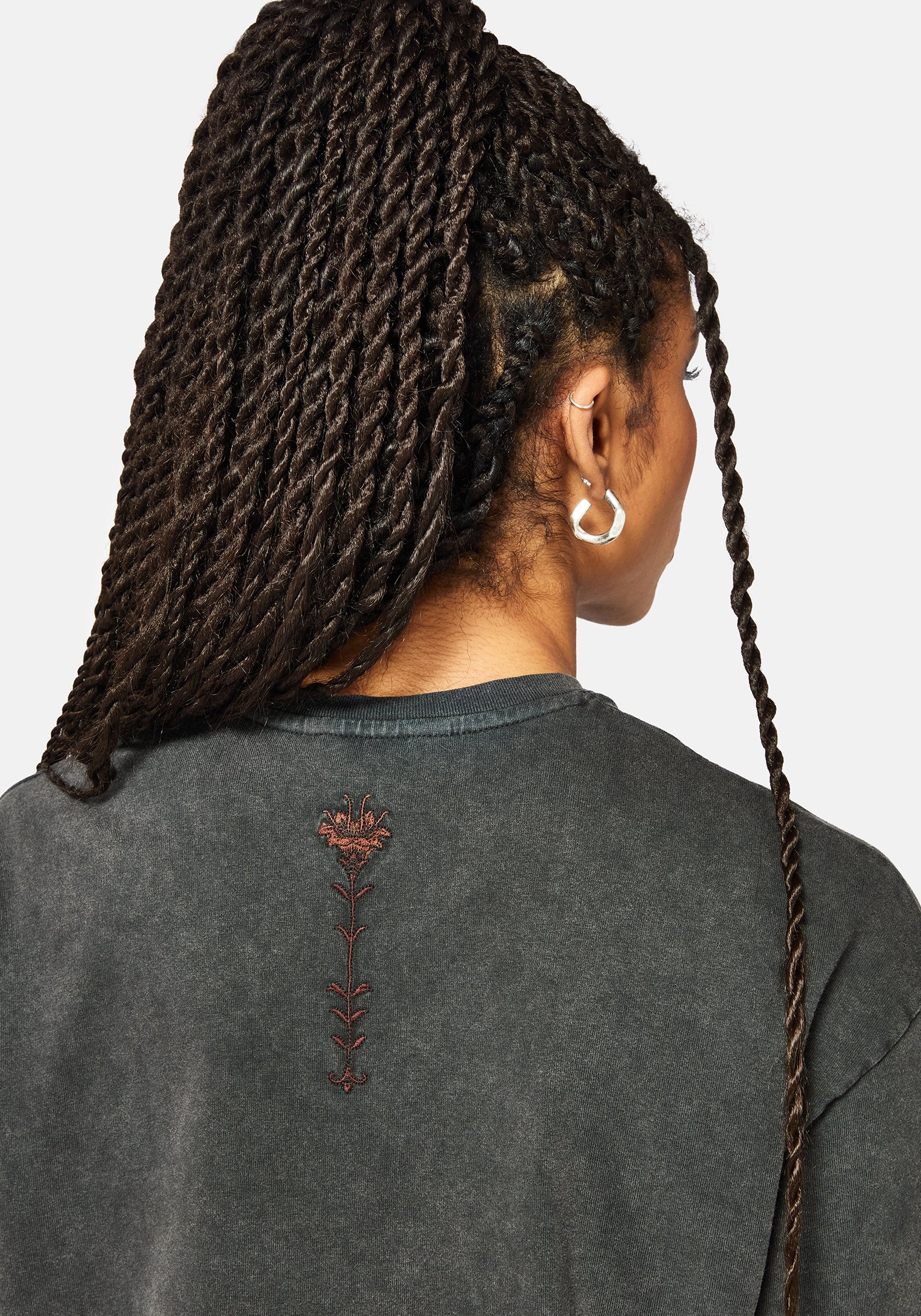 Mai Twin Flame Embroidered Dragon Print Boxy Tee