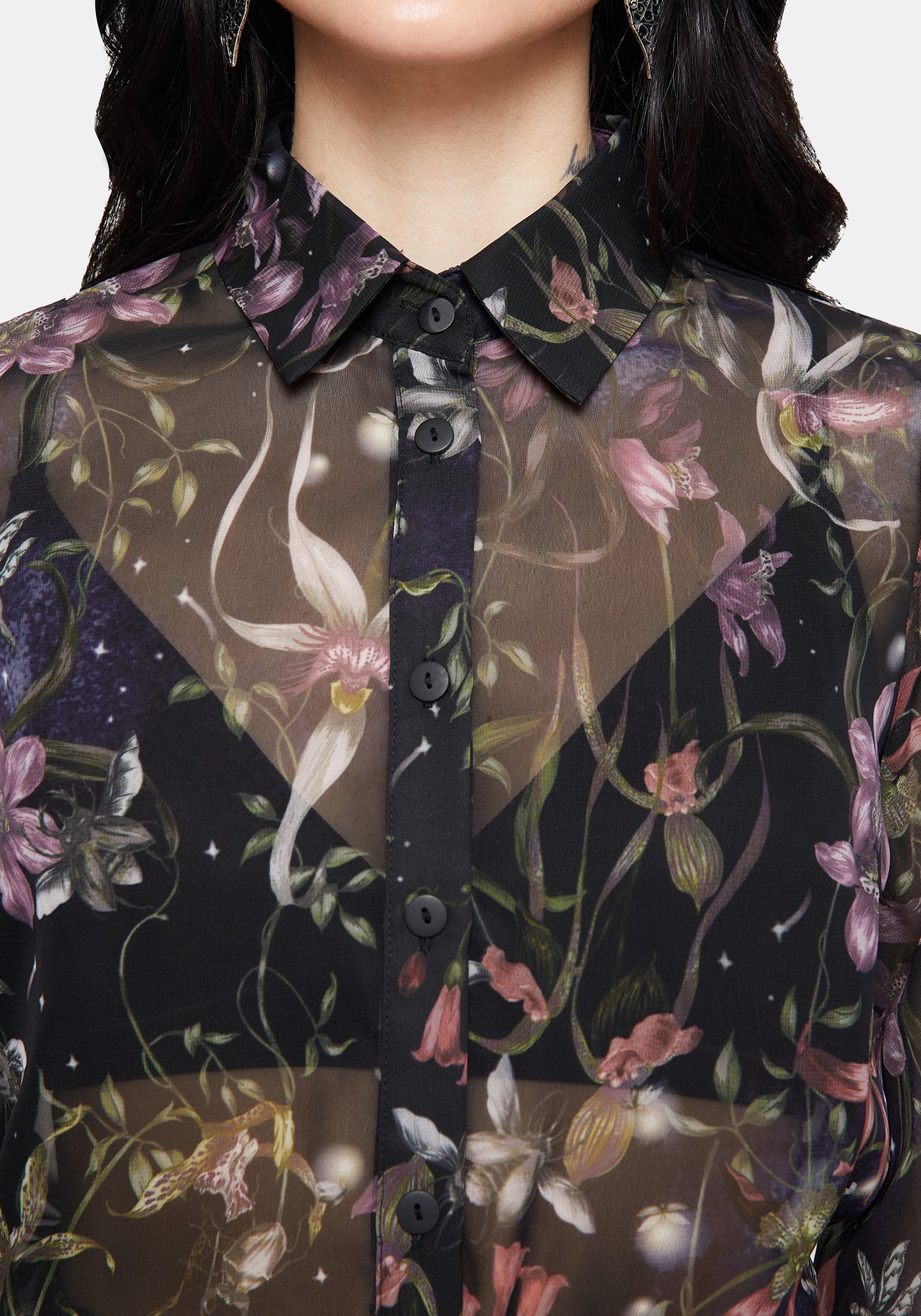 Orchid Embroidered Collar Shirt 【公式通販】