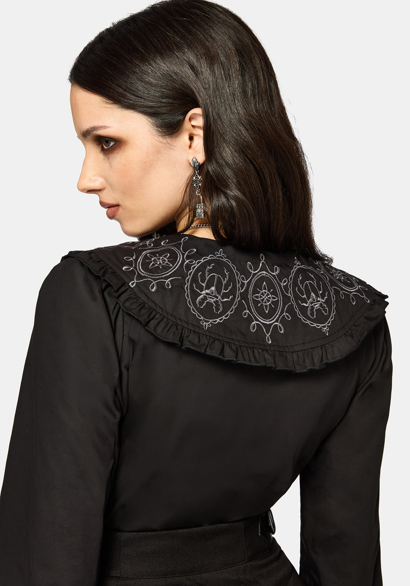 Alira Bug Embroidered Collar Long Sleeved Blouse – Disturbia