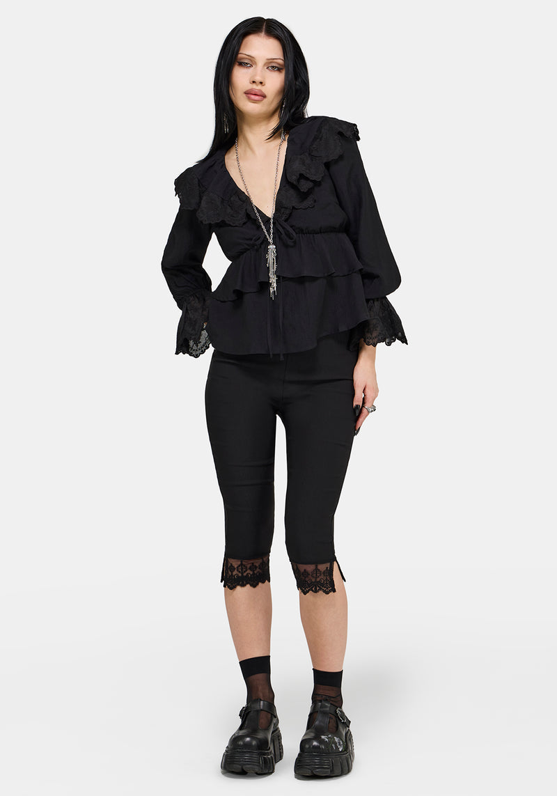 Ottie Ruffle Neck Tie Front Blouse – Disturbia
