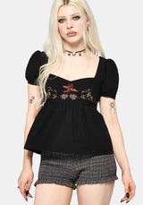 Genevra Embroidered Babydoll Top US 2