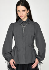 Penny Pinstripe Charcoal Tie Side Shirt