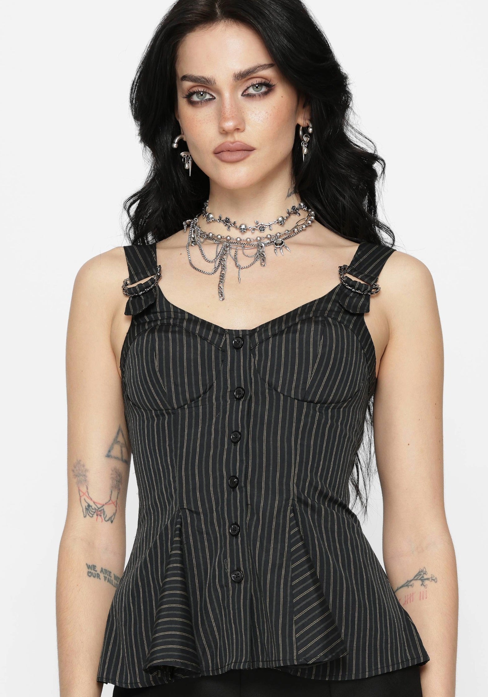 Jenna Stripe D-Ring Buckle Cami Top