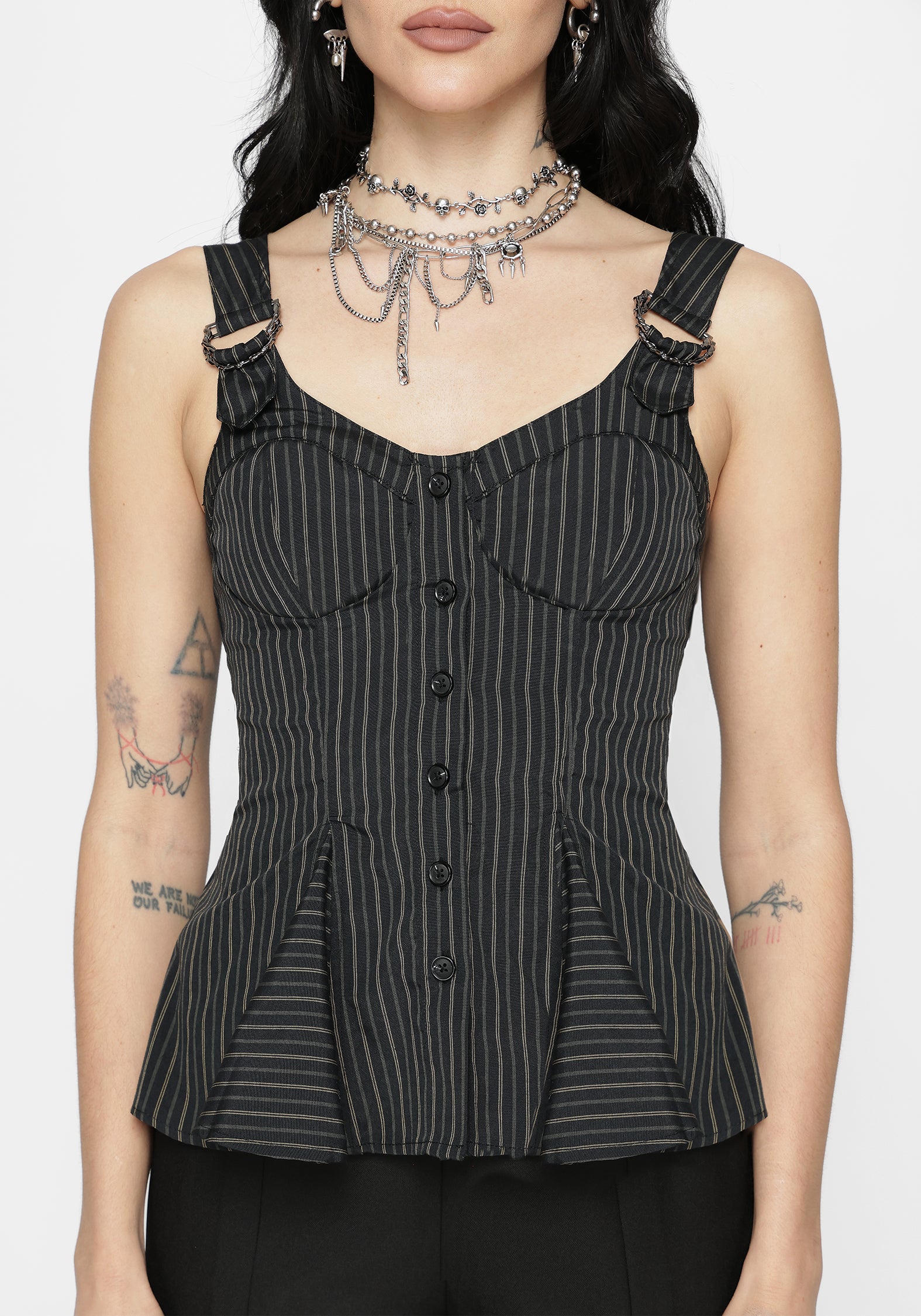 Jenna Stripe D-Ring Buckle Cami Top