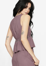Solis Skull Embroidered Linen Babydoll Cami
