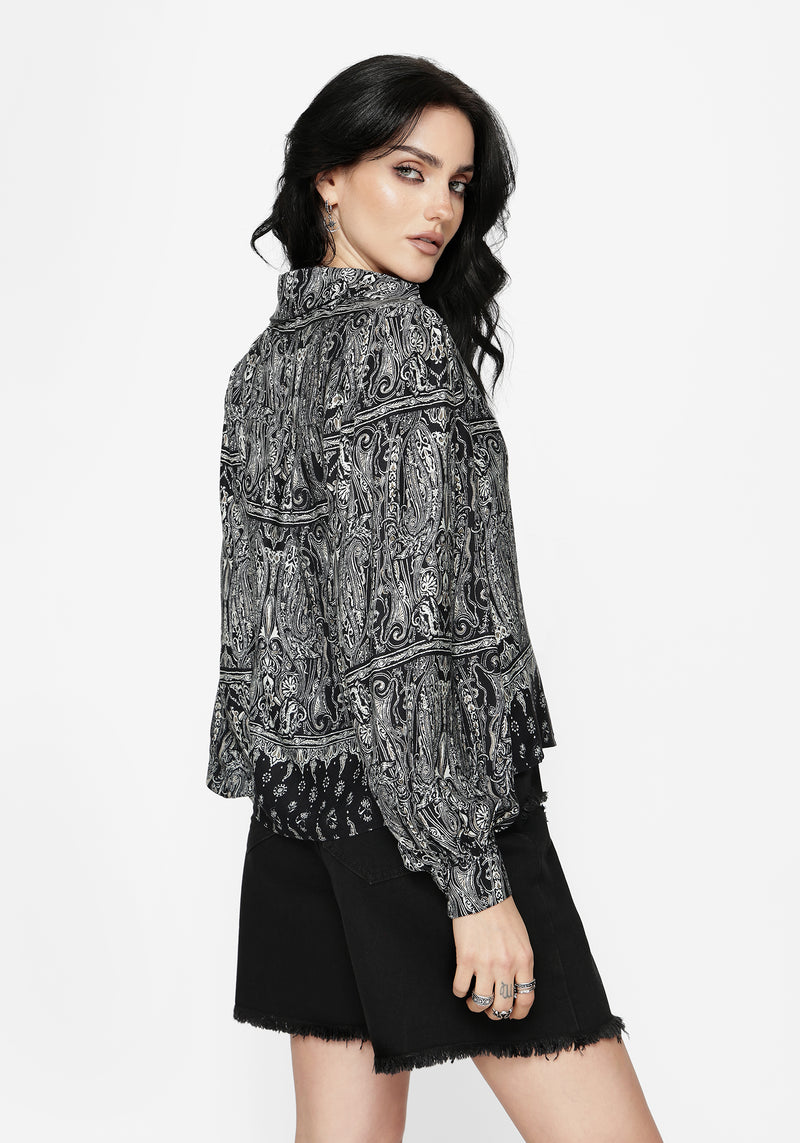 Zelira Paisley Print Open Collar Shirt – Disturbia Zelira Paisley Print Open Collar Shirt – Disturbia