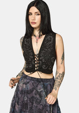 Thorn Bloom Embellished Suede Waistcoat