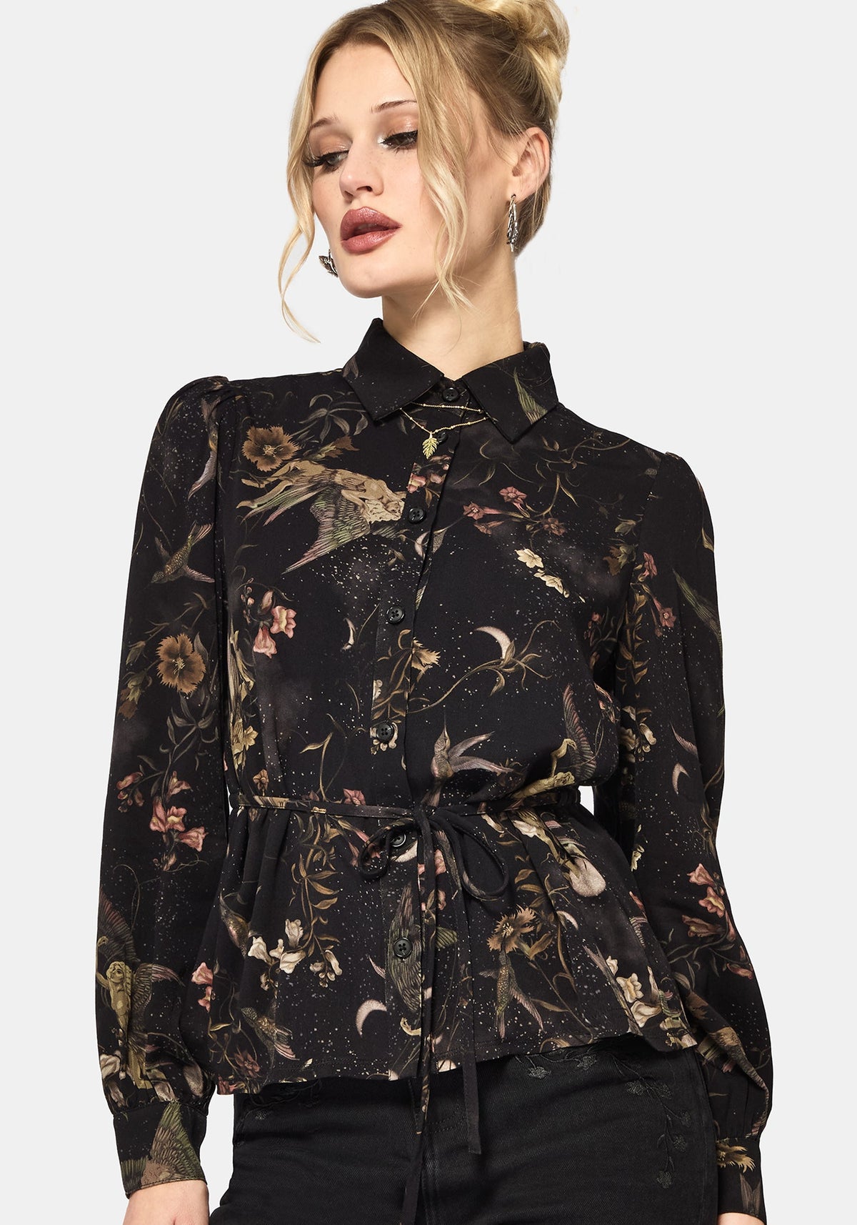 Harpyiai Print Tie Up Shirt