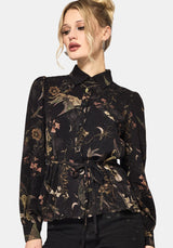 Harpyiai Print Tie Up Shirt