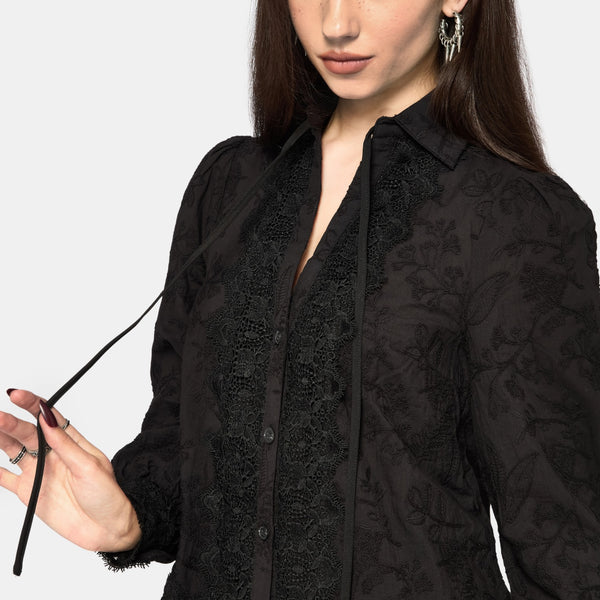 Lila Scallop Lace Open Collar Shirt – Disturbia