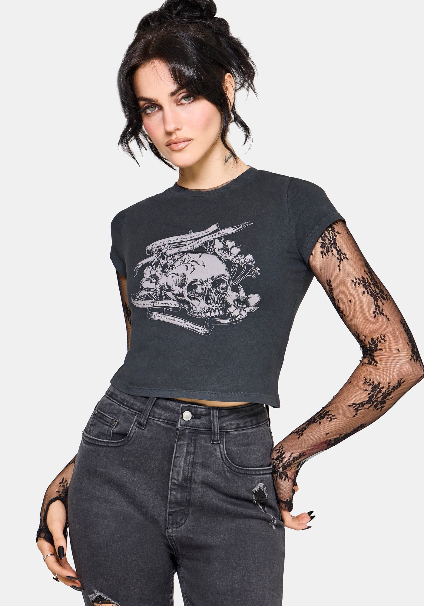 Deadly Blossom Short Sleeve Baby Tee – Disturbia