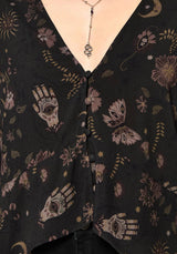 Angela Folk Print Flared Sleeve Blouse