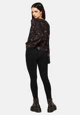 Angela Folk Print Flared Sleeve Blouse