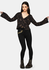 Angela Folk Print Flared Sleeve Blouse