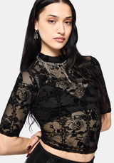 Rose Riot Flock Mesh Top