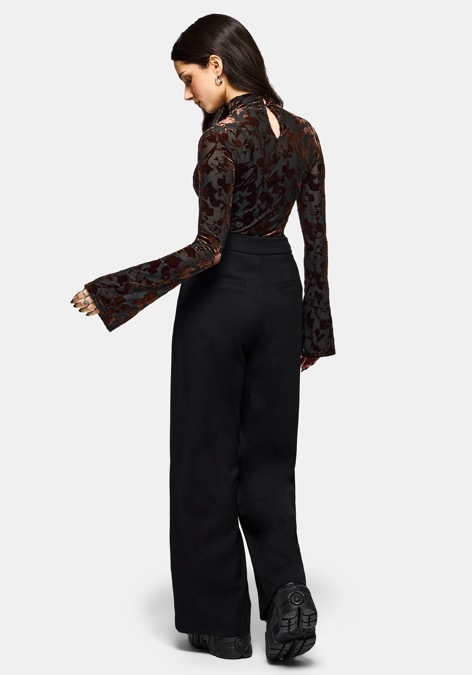 Dakota Devore Velour Flared Sleeve Top