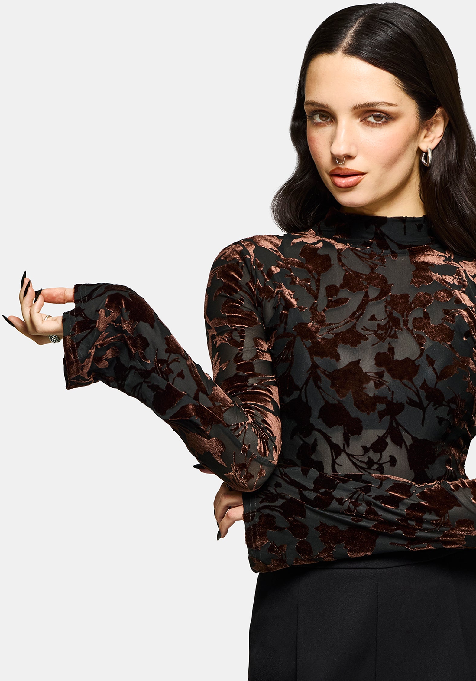 Dakota Devore Velour Flared Sleeve Top