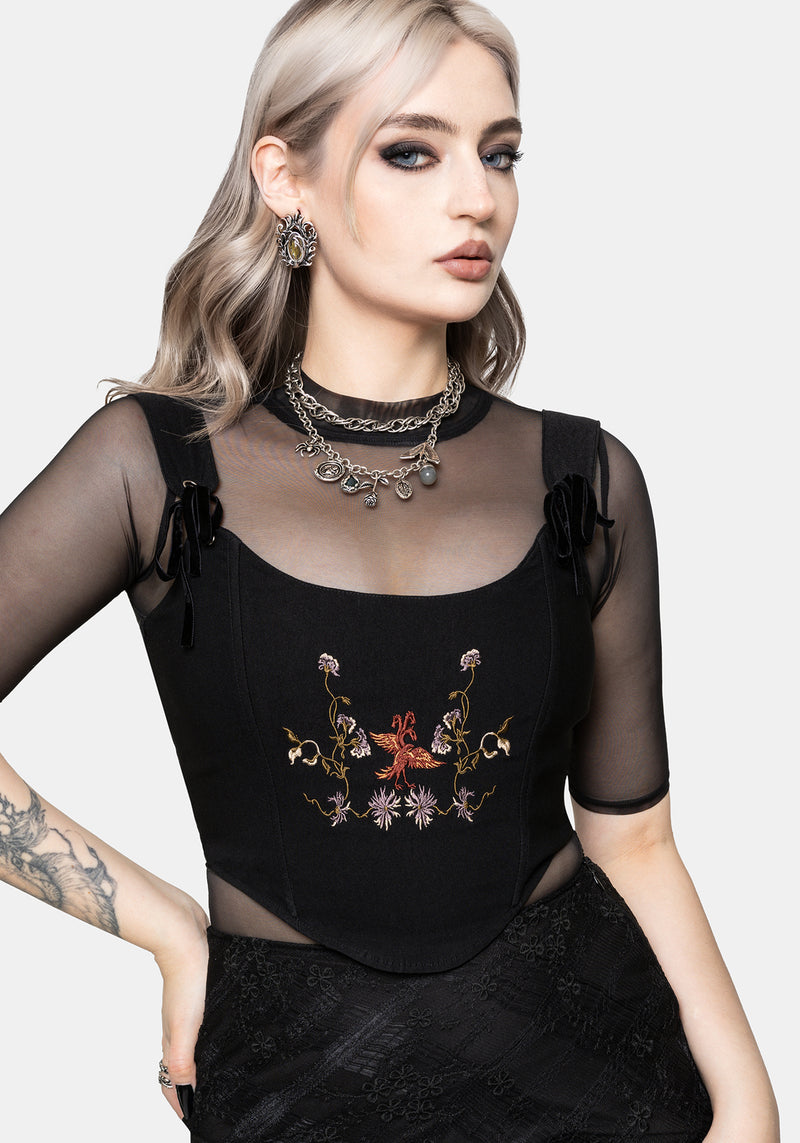 Genevra Embroidered Crop Corset Top – Disturbia