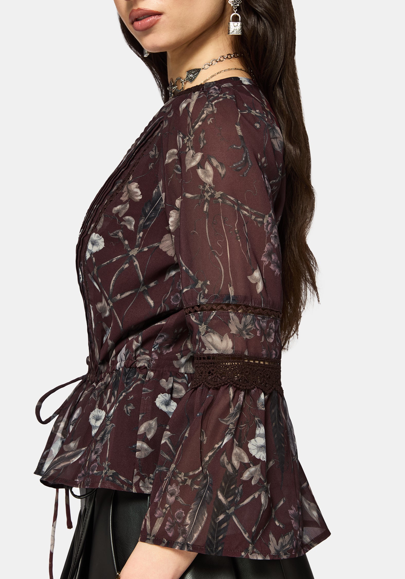Dusha Garden Print Lace Insert Blouse