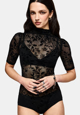 Deadly Nightshade Flocked Mesh Bodysuit