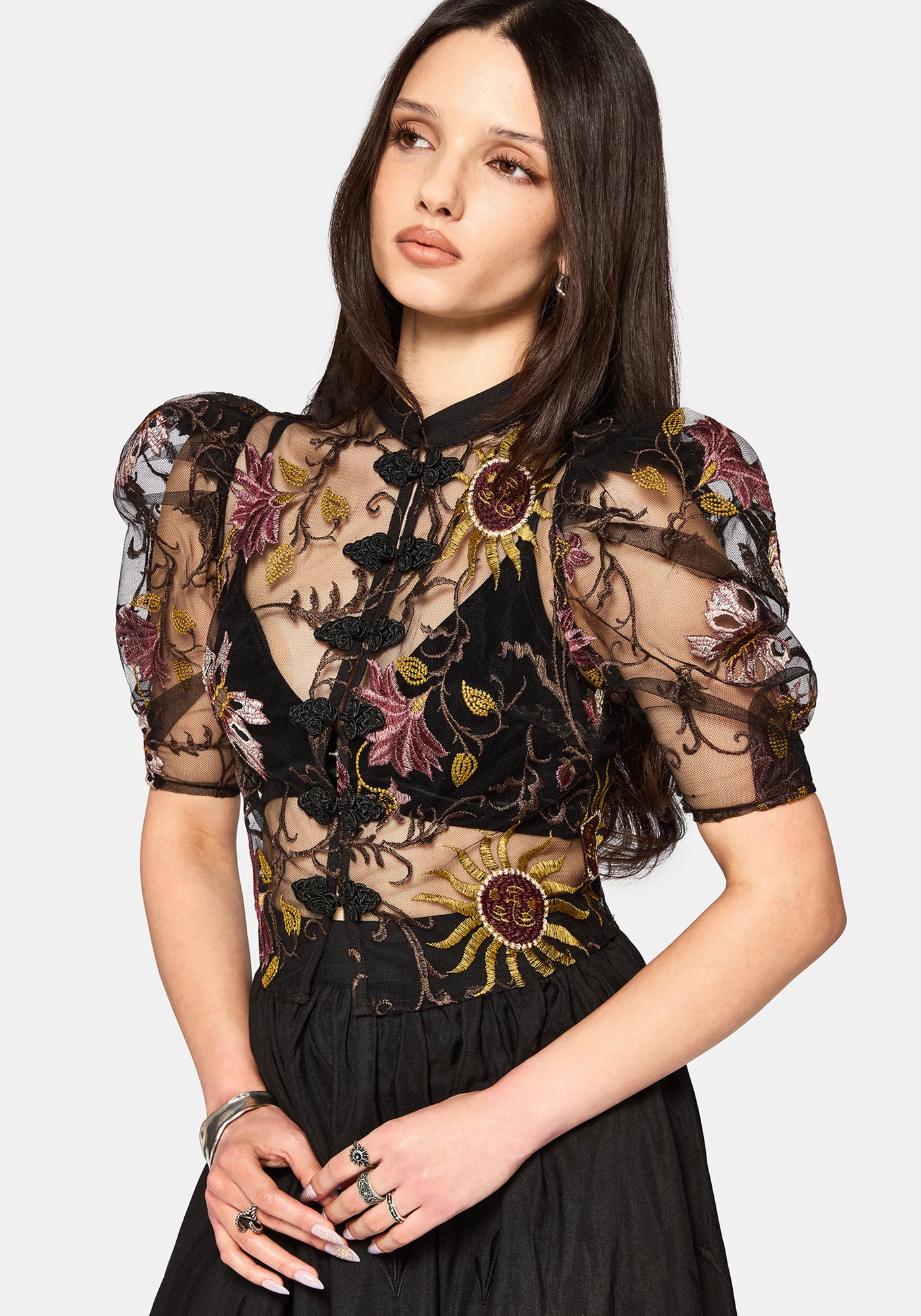 Angela Folk Embroidered Black Blouse – Disturbia