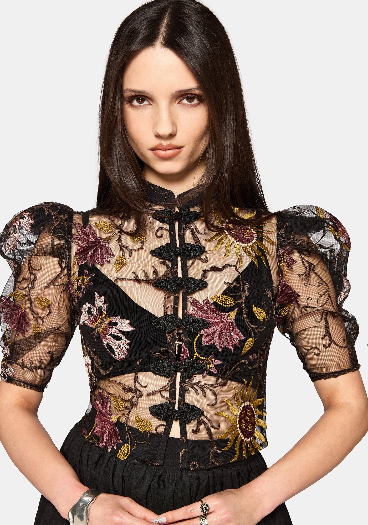 Angela Folk Embroidered Black Blouse – Disturbia