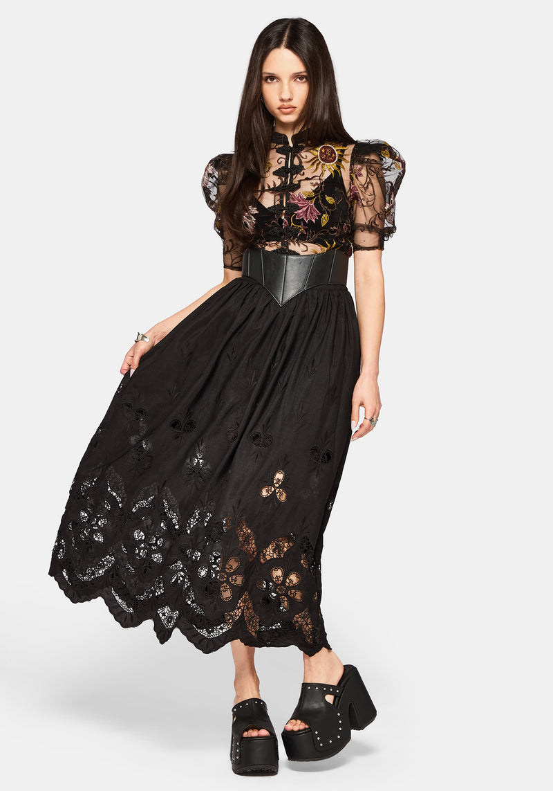 Angela Folk Embroidered Black Blouse – Disturbia