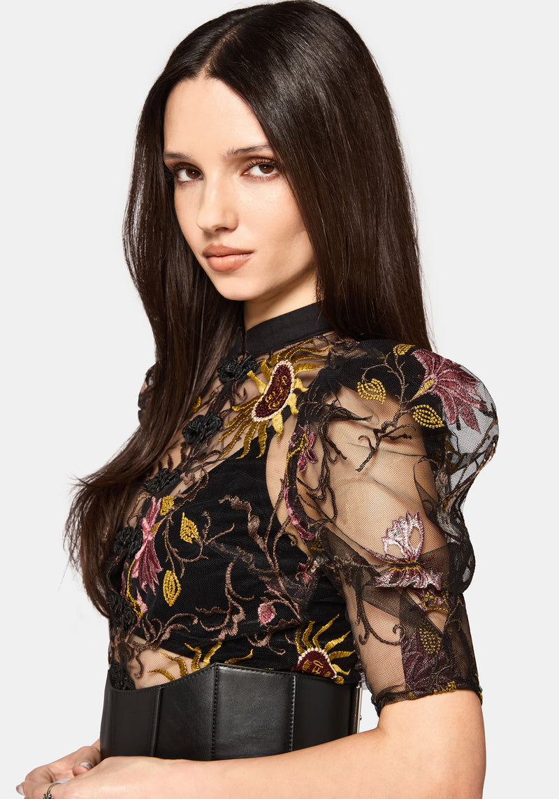 Angela Folk Embroidered Black Blouse – Disturbia