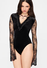 Velis Embroidered Long Sleeve Velour Bodysuit