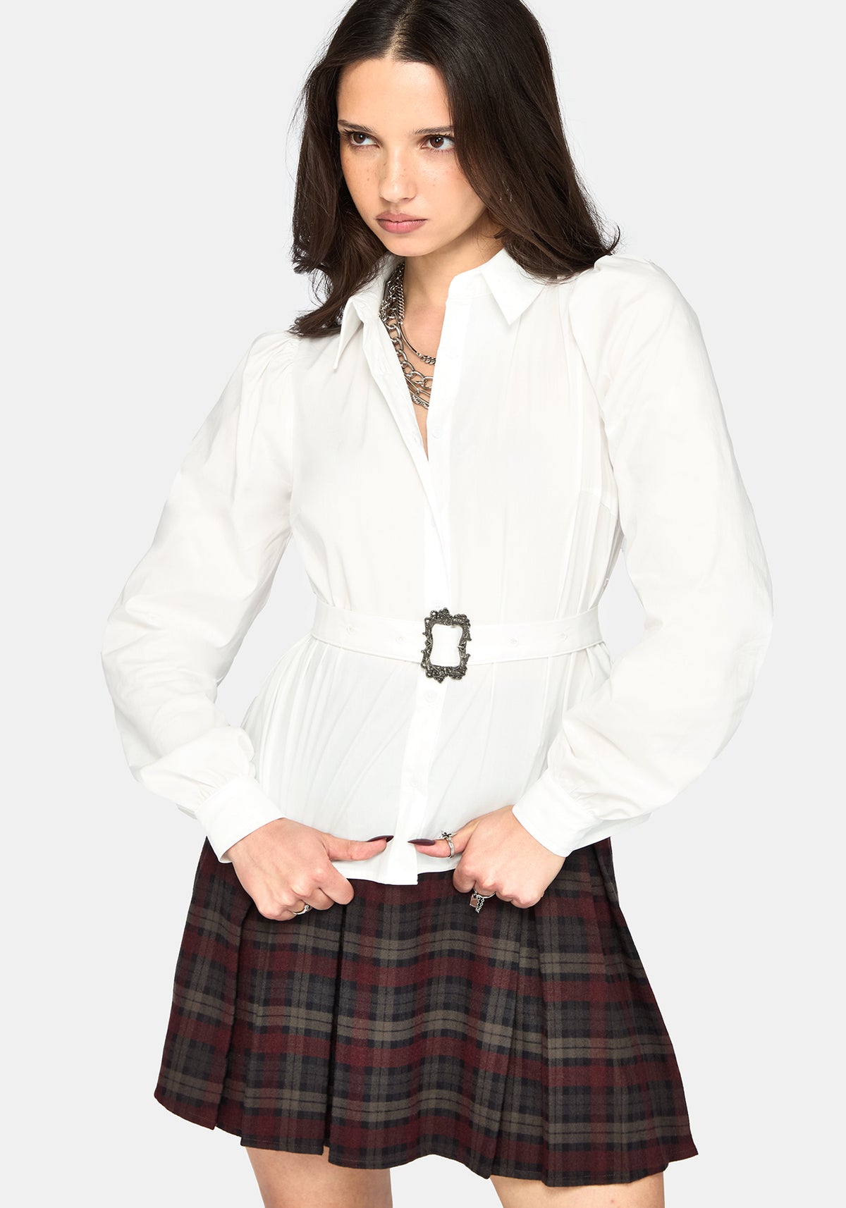 Nina Belted Poplin Shirt