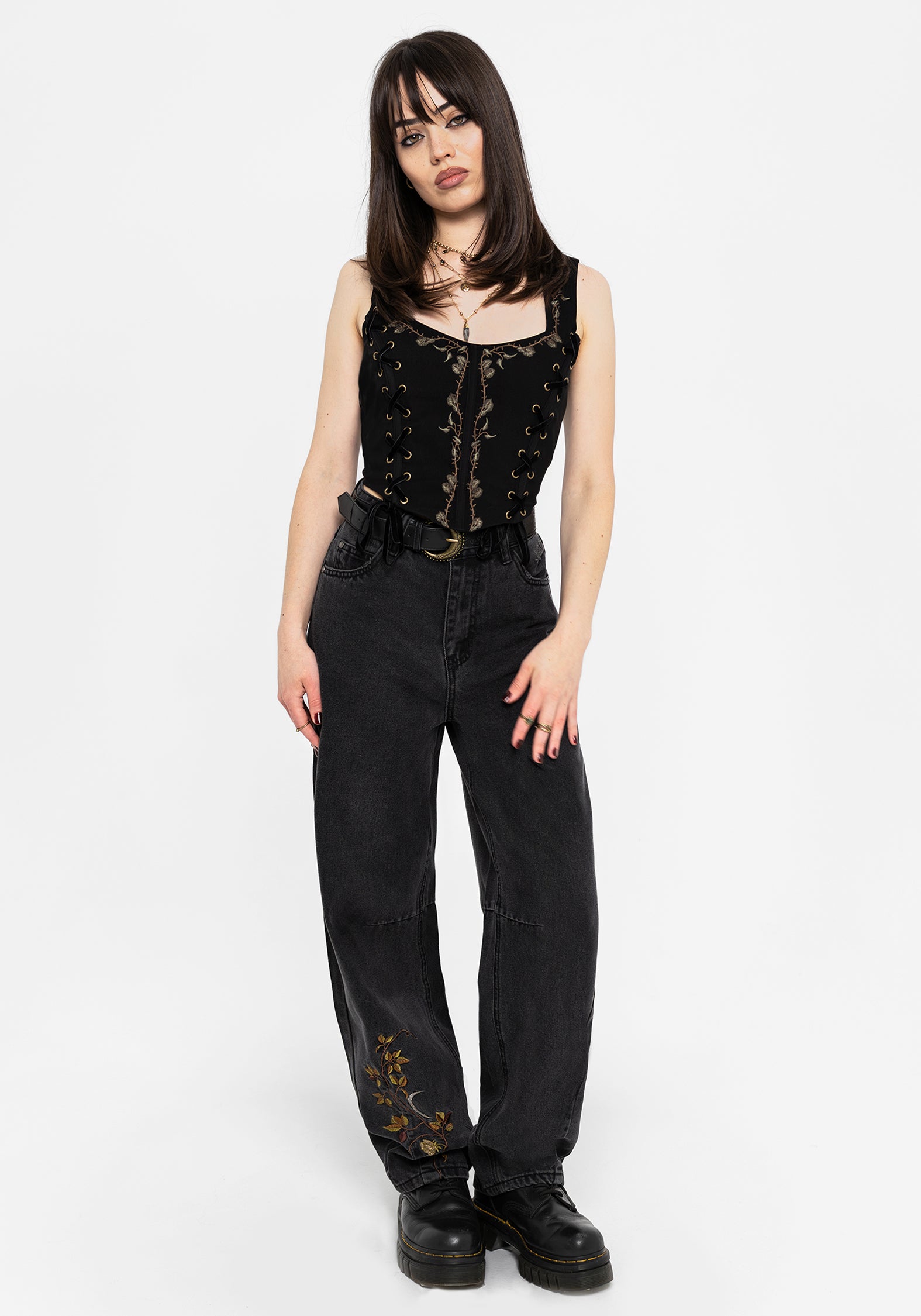 Rootweave Embroidered Lace Up Corset – Disturbia