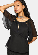 Ari Cape Charm Blouse - Black