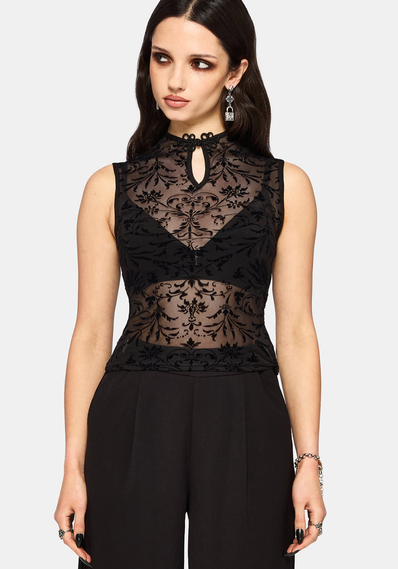 Mae Flock Mesh Keyhole Tank – Disturbia