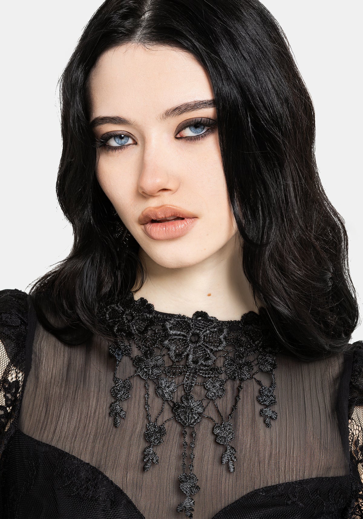 Jade Lace Embroidered Sweetheart Blouse