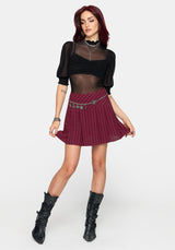 Charli Pinstripe Mini Skirt - Burgundy