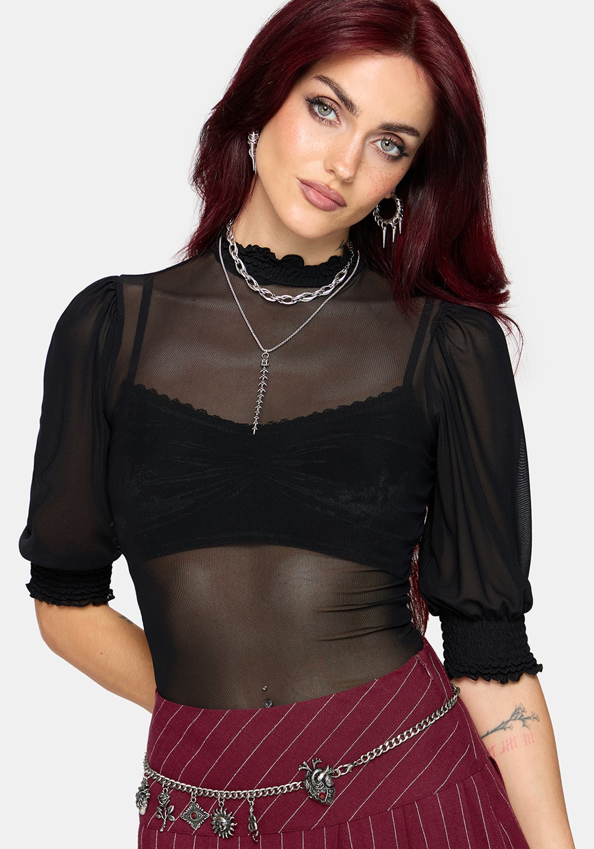Mave Shirred Mesh Blouse US 2