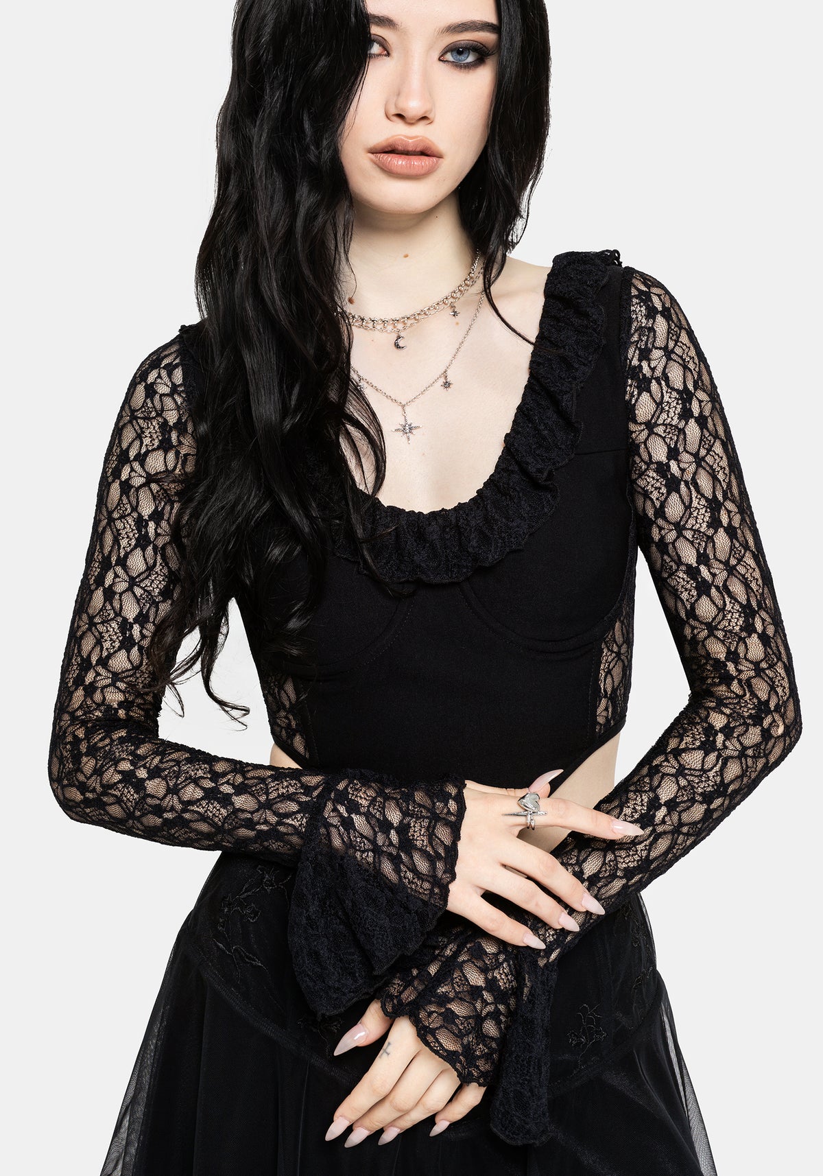 Mila Long Sleeve Lace Corseted Top