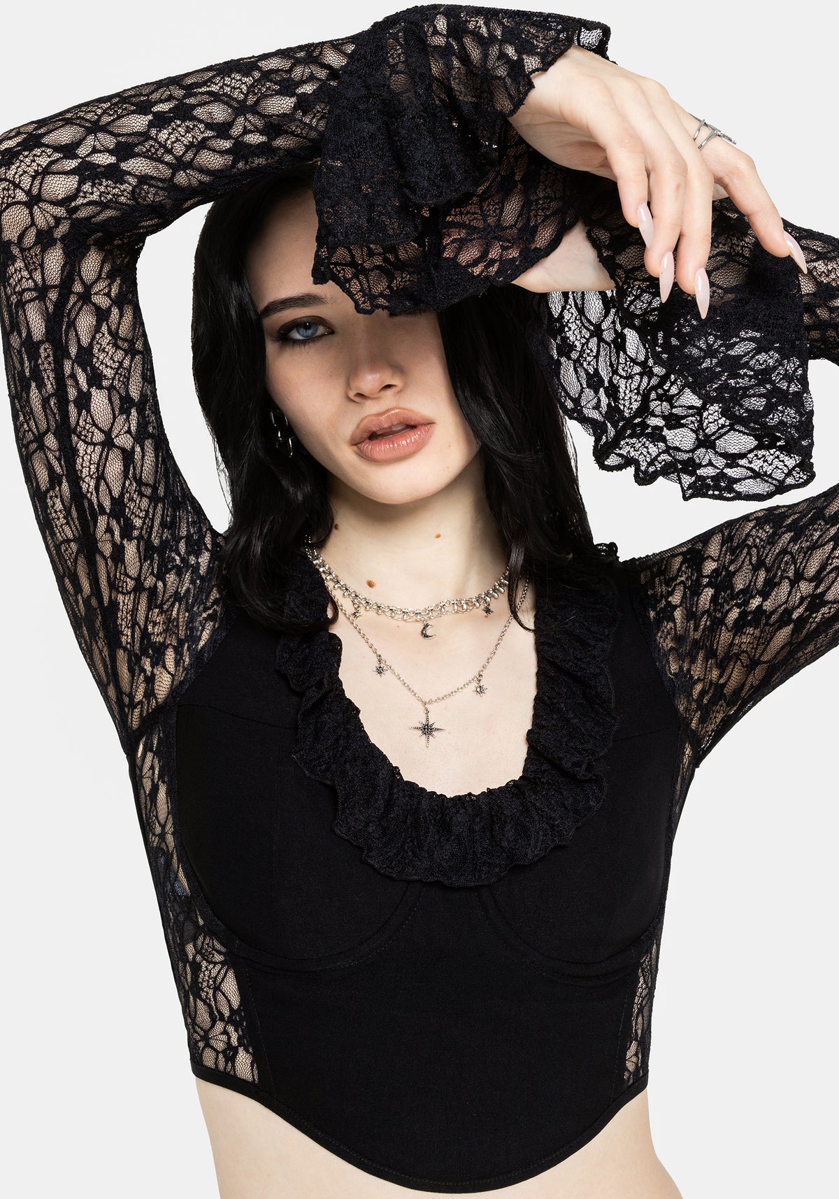 Mila Long Sleeve Lace Corseted Top