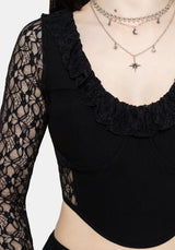 Mila Long Sleeve Lace Corseted Top