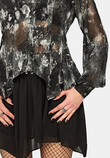 Essie Cinched Jacquard Hanky Hem Shirt